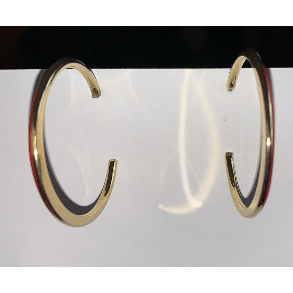 Gold And Red Enamel Hoop Earrings - Picture 2 of 3